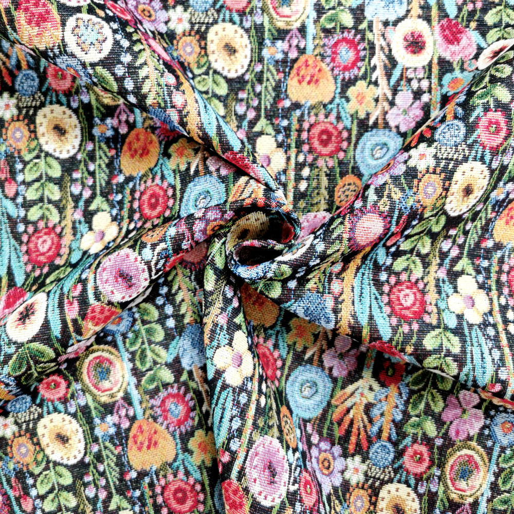 Tapestry Fabric KEW GARDENS BLACK, Upholstery Fabrics, Curtain